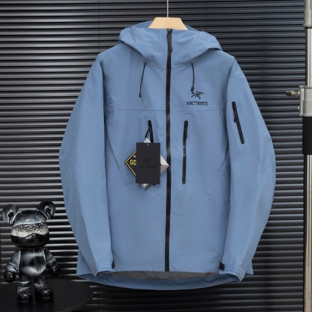 Arc'teryx Embroidered Logo Pattern Hooded Zip-Up Hardshell Waterproof Jacket L